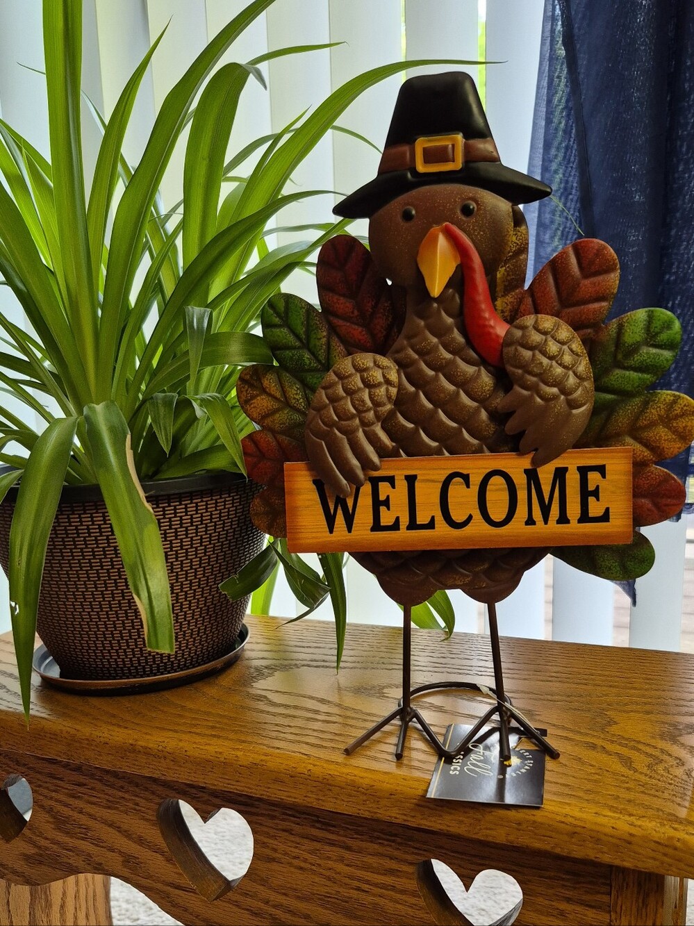 Welcome Turkey Metal Holiday Decor - Brown. Feathers Rock Back And Forth. NEW!